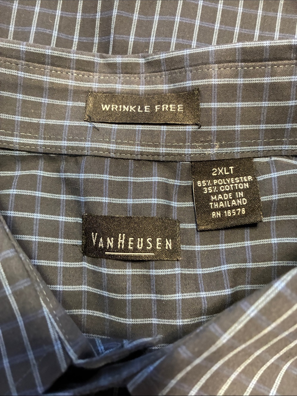 Van Heusen Blue Pinstripe Men's 2XLT Dress Shirt - Picture 3 of 4